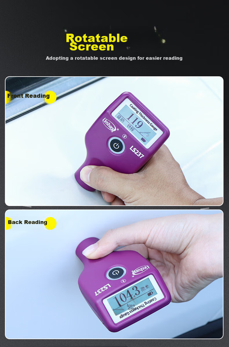 Linshang Bluetooth Rechargeable Paint Film Meter LS237, Used Car Iron Powder Putty Paint Surface Detector, Coating Thickness Gauge 6