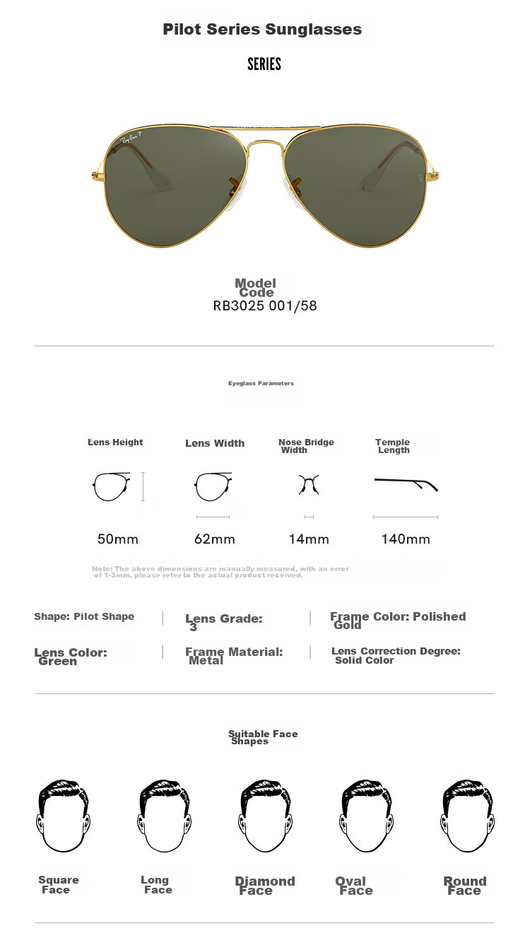 RayBan Aviator Sunglasses, Polarized Glasses for Men And Women, Gift-Giving Style, Official Authentic Product 0RB3025001/5862 4