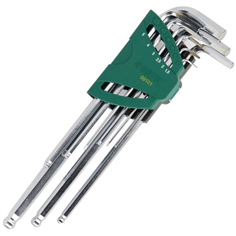 SATA Tool Set, 9-Piece Extra-Long Ball-End Hex Key Set, 09101, Unit (Set)