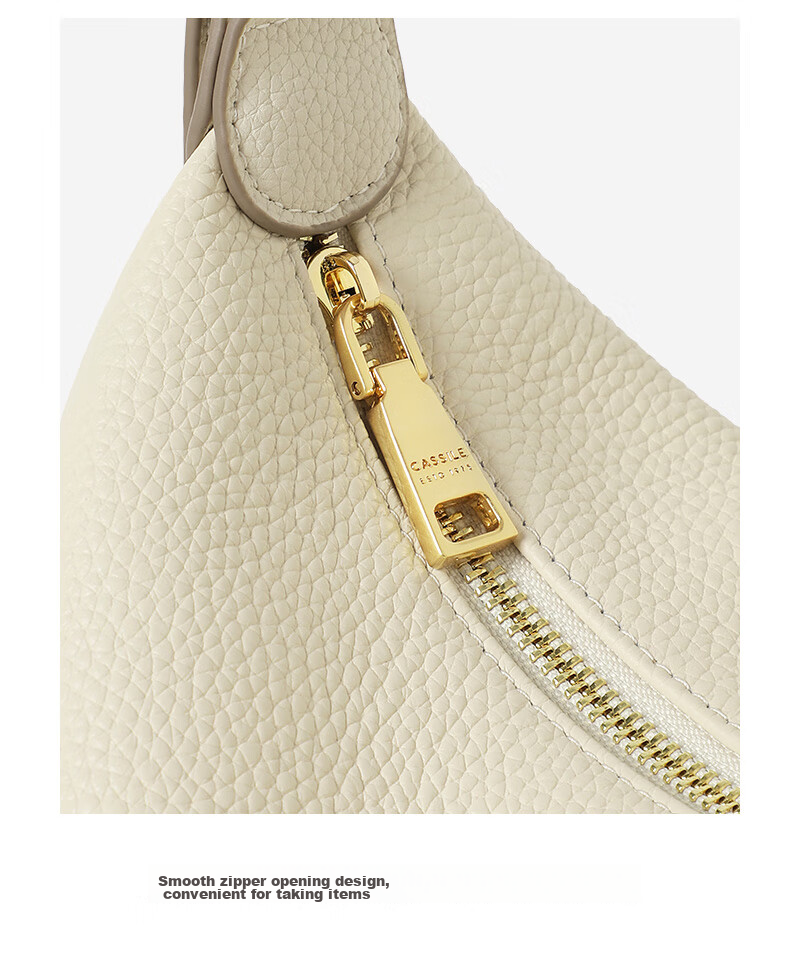CASSILE Women's Handbag, Top-Grain Leather, Crescent Moon Design, Underarm Crossbody Bag, Practical Gift for Wife on May 20th 21