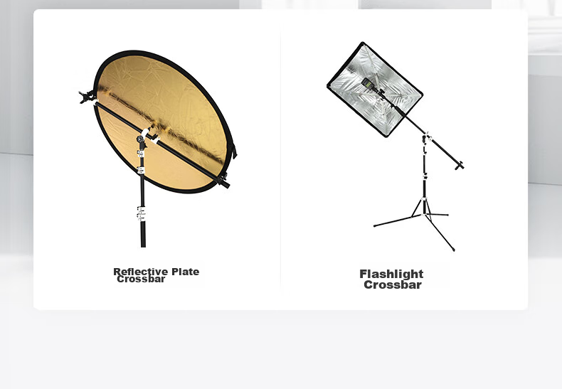 AMBITFUL Reflector Fixed Bracket Crossbar Clamp, Reflector Softbox, Adjustable Angle Slanted Arm Metal Bracket, Photography Studio Accessory Reflector Clamp AL-2 Black And White Crossbar 2