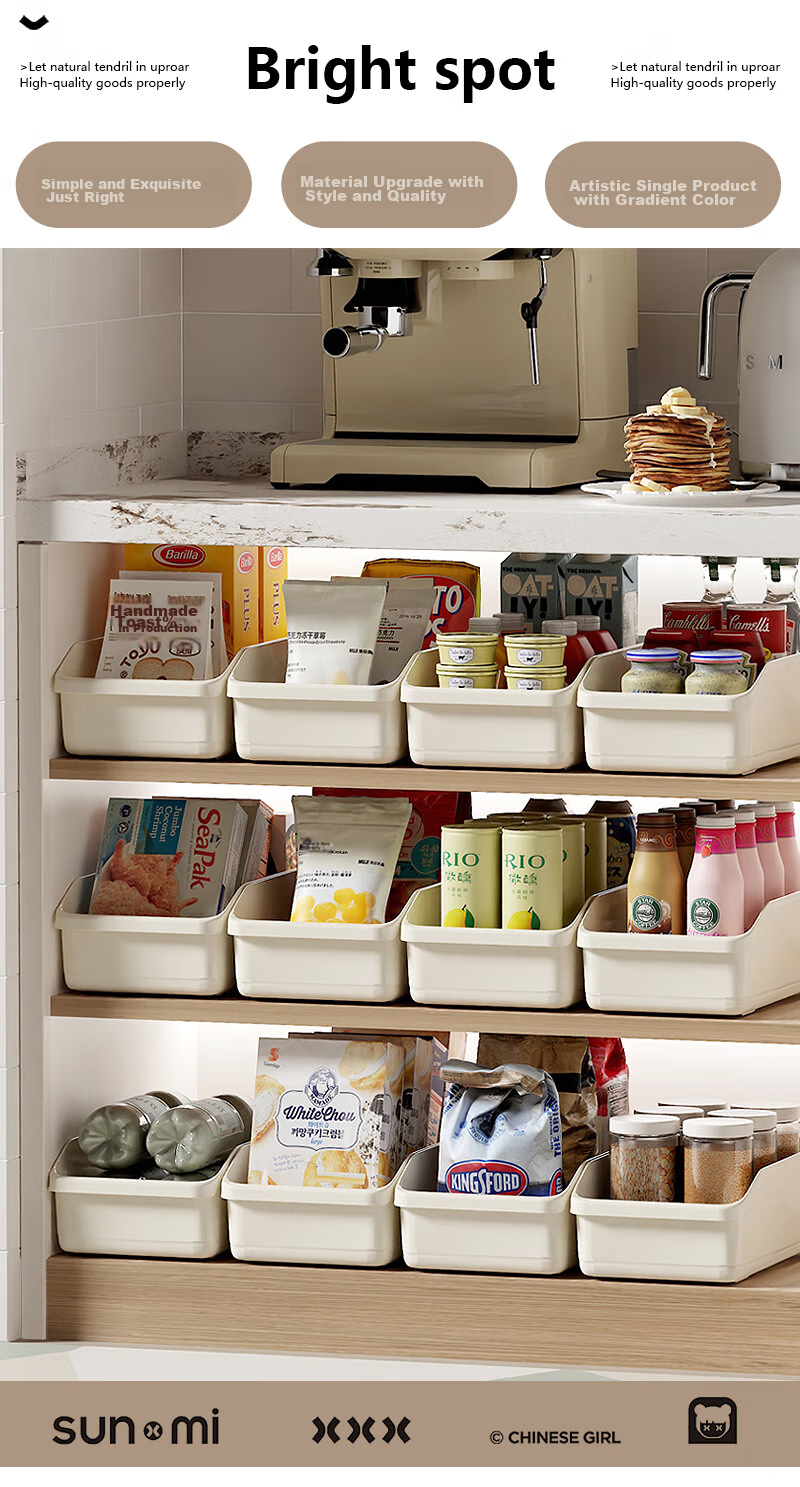 Baicaoyuan Storage Box, Kitchen Organizer with Wheels, Cabinet Clutter Storage Basket, Under-Sink Organizer, Set of 2 2