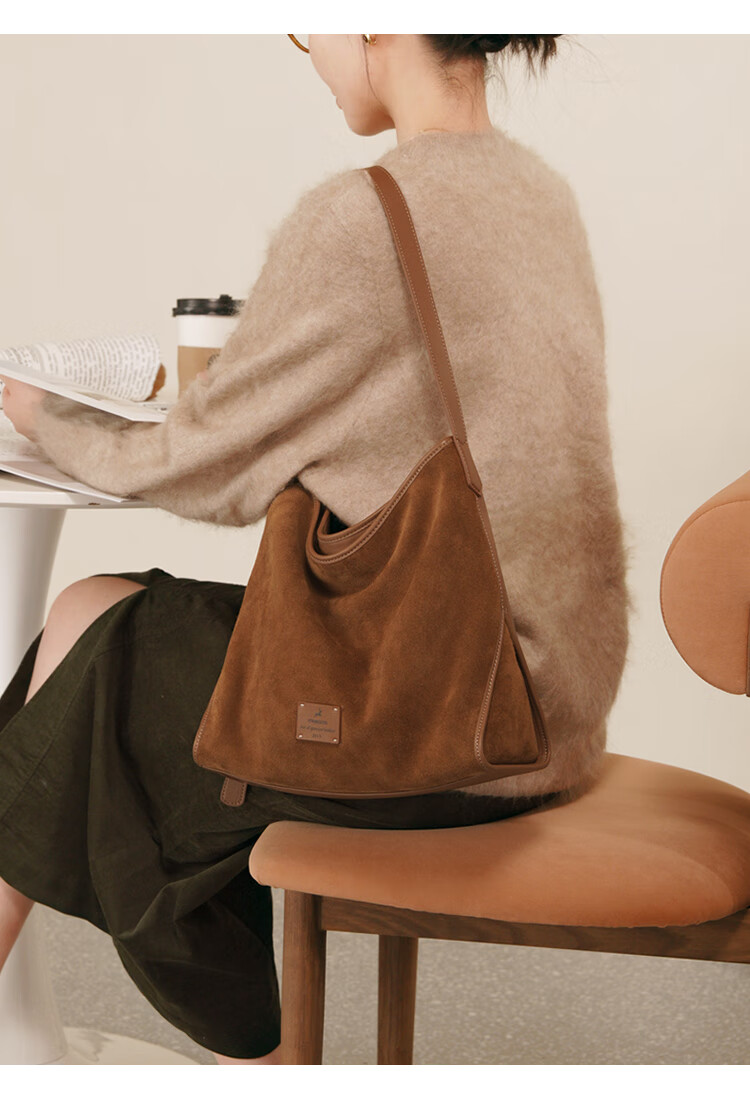 Mood Autumn And Winter Cowhide Hobo Tote Bag for Women, Large Capacity Commuter Underarm Single Shoulder Crossbody Bag, Birthday Gift Versatile Brow 25