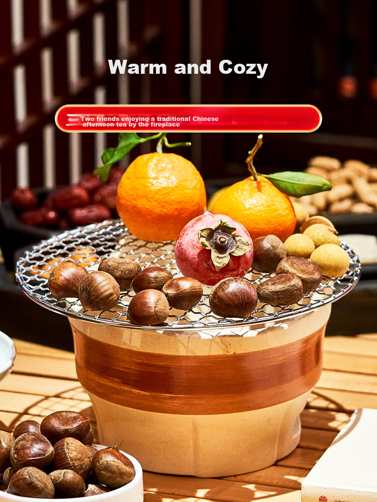 WhitePeak Clay Pot Stove for Brewing Tea, Charcoal Stove for Barbecue, Winter Home Heating Stove, Outdoor Stove, Indoor Wood-Fired Heating Stove, Complete Set 8