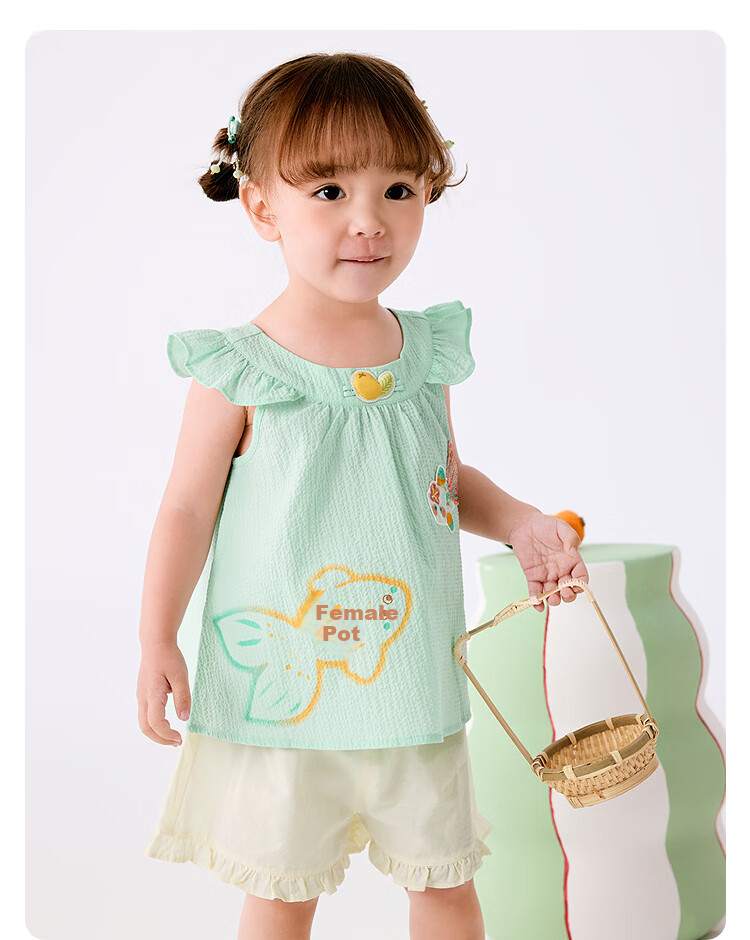 Balabala Kids Short Sleeve Set Summer Baby Toddler Girls Sweet Shirt Retro Pants Traditional Style Cute 12