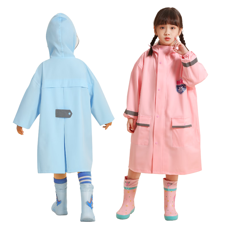 Moremerry Children's Raincoat for Boys And Girls, Elementary School Students, with Backpack Space, Cartoon Poncho for Older Children Going to School, Macaron Yellow, Size L