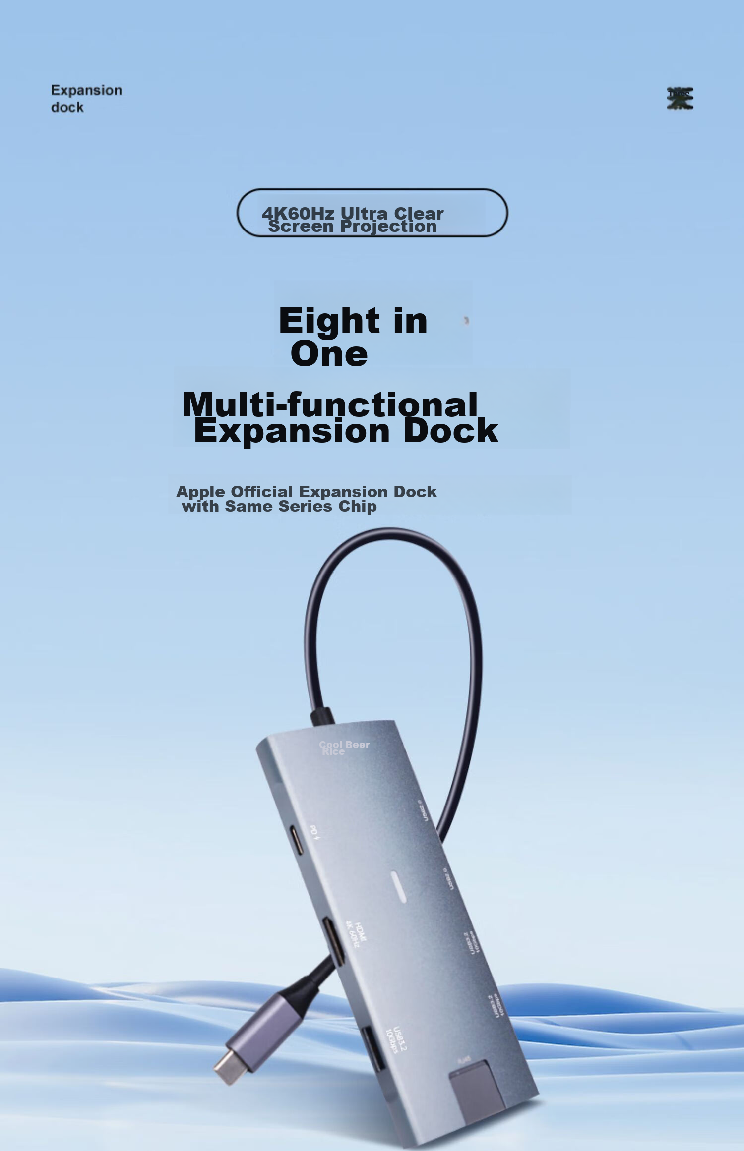CreHiVi Type-C Multifunctional Expansion Dock, 4K Hub, HDMI Converter, PD Fast Charging Adapter, Apple USB 3.0 Laptop Converter, Extension Cable 1