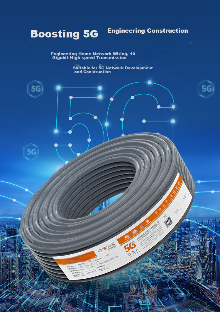 CHOOSEAL (CHOSEAL) Cat6A Double-Shielded Ethernet Cable, 10 Gigabit Anti-Interference Low Attenuation Pure Copper, Engineering Home Network Broadband Cable, Gray, 100 Meters, QS2669AT100 7