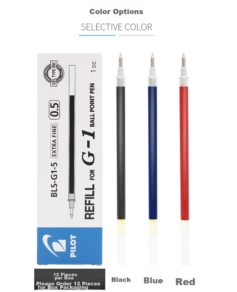 PILOT Gel Ink Refill 0.5mm Bullet Tip Pen Refill for Signature Pen And Handwriting Practice (Quick-Drying, Compatible with G1/G3) BLS-G1 Black Single Pack 8