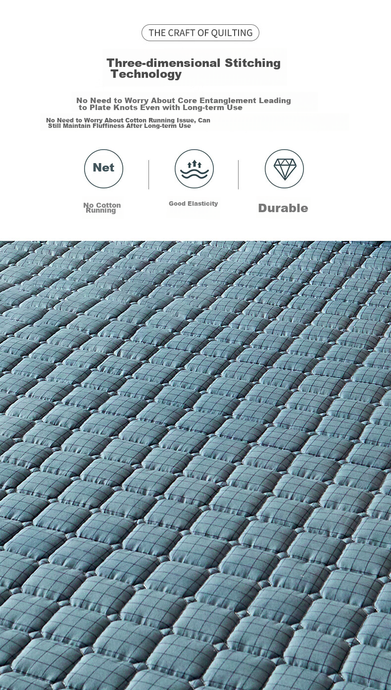 Grace Mattress Pad, Soft Bedding, Non-Slip, Foldable, Student Bed Mat, Blue, 1.8m 7
