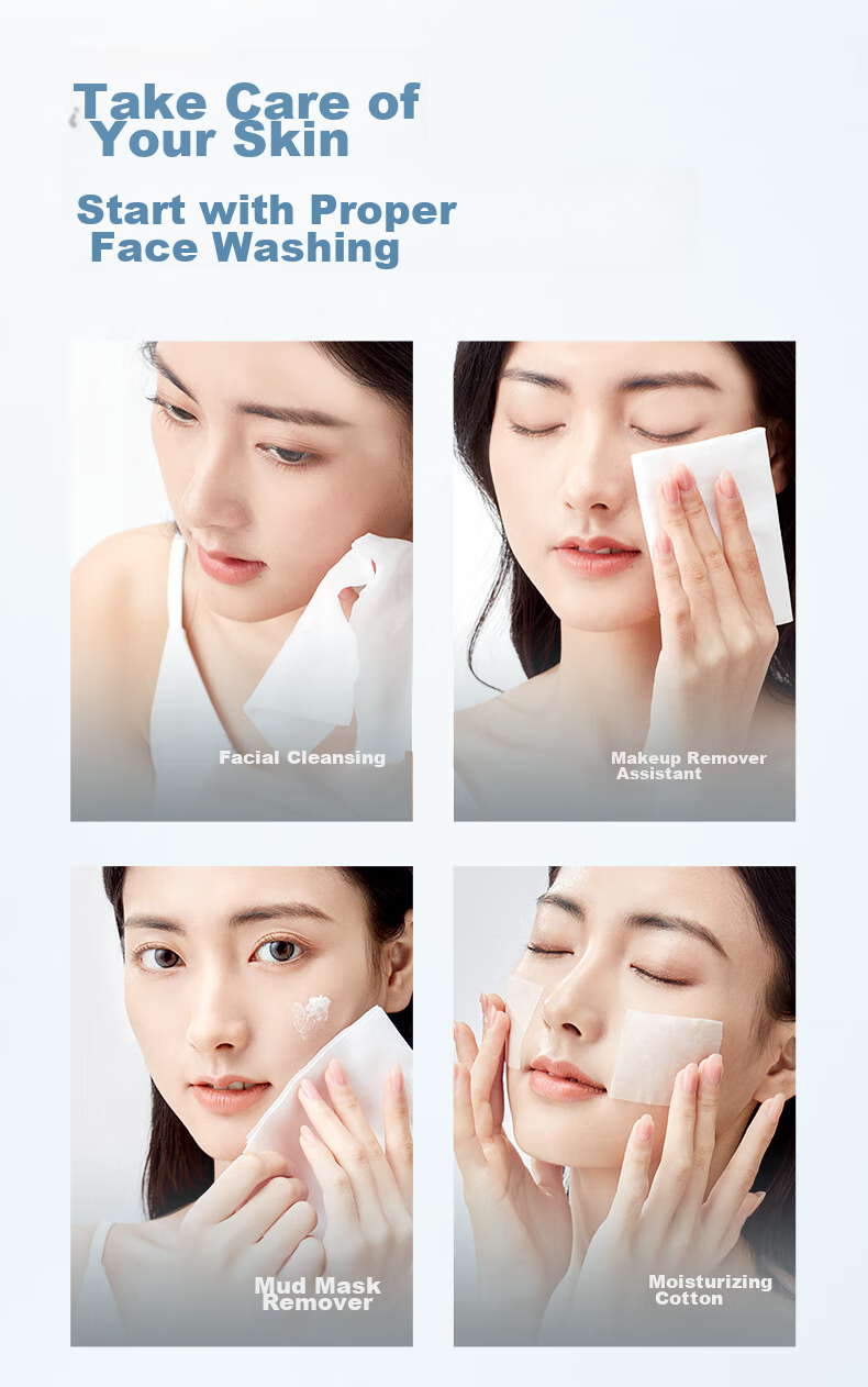 PurCotton Facial Cleansing Wipes, 80 Sheets * 3 Packs, Thickened 100% Pure Cotton Soft Tissues, Disposable Face Towels, 20*20CM 9