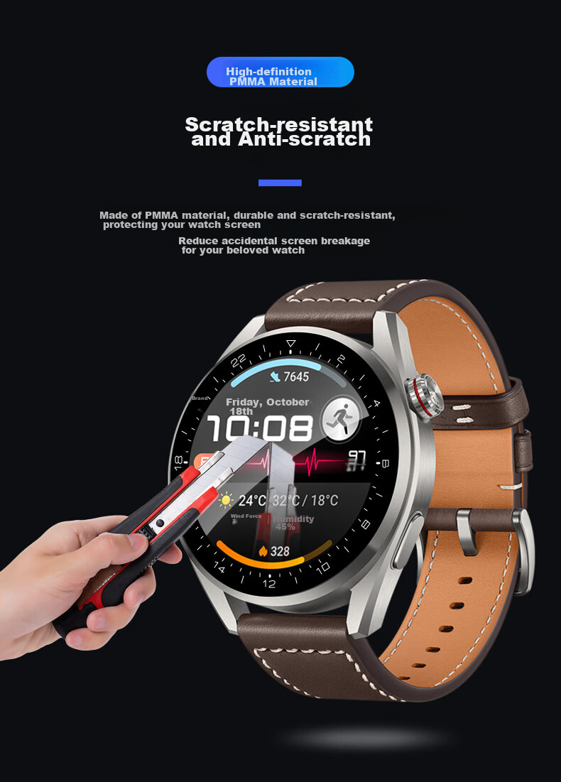 KMaxAI Screen Protector for Huawei Watch 3 Pro/Pro New, Full-Screen HD Watch Protective Film, Watch Face Anti-Scratch Anti-Fingerprint Composite Film, 3D Soft Film with No Edge Chips 4