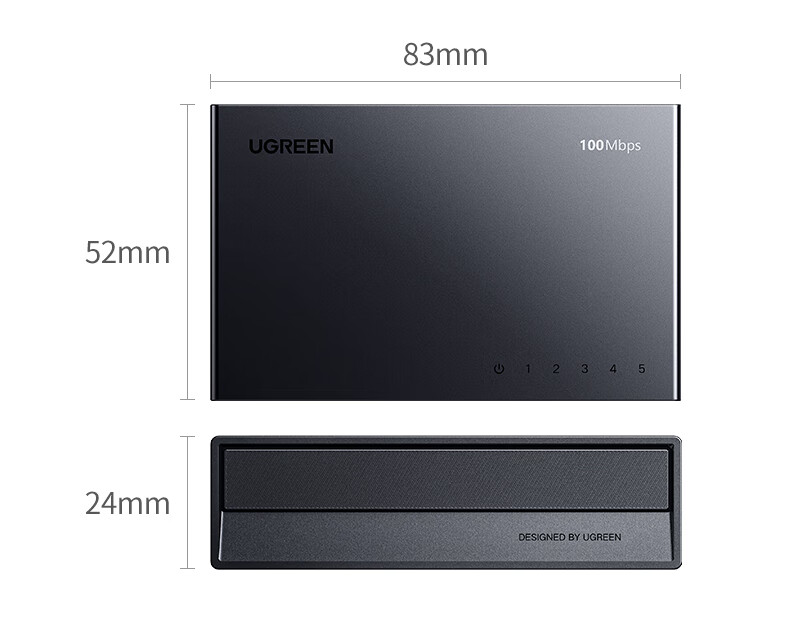 UGREEN 5-Port 100Mbps Switch, Home Dormitory Network Switch, 4-Port Surveillance Camera Network Cable Splitter Converter One-To Small HUB Splitter 35046 18