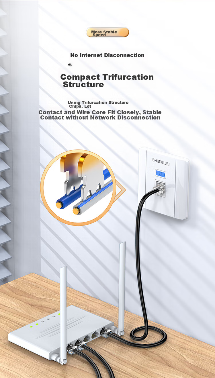 Shengwei Cat6 Crystal Head, Gigabit Ethernet Cable Network Connector, 50 Pieces/box, Engineering Grade, Metal Shielded RJ45 Gold-Plated 8-Core Broadband Cable Connector RC-6050 10
