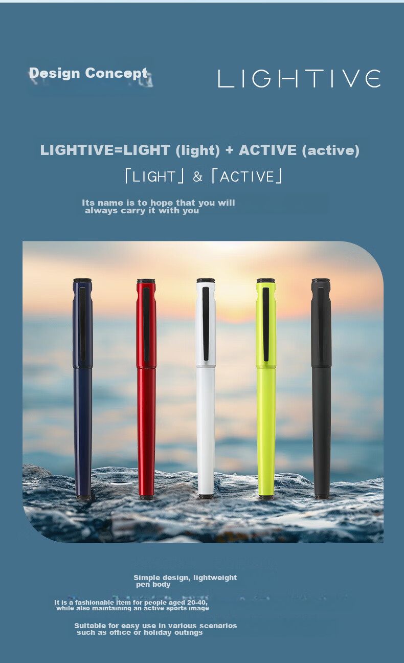 PILOT LIGHTIVE City Sports Series Fountain Pen, Student Birthday Gift, Adult Portable Signing Pen, FLT-2SR F Nib, Transparent 3