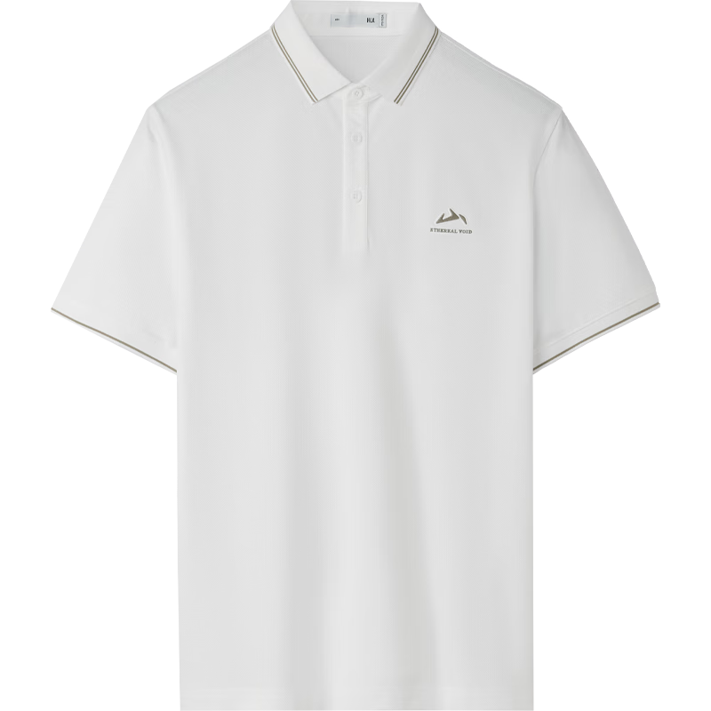 HLA Short-Sleeve Polo Shirt, Mountain Not in High Cool Feeling Print Short-Sleeve for Men, Summer