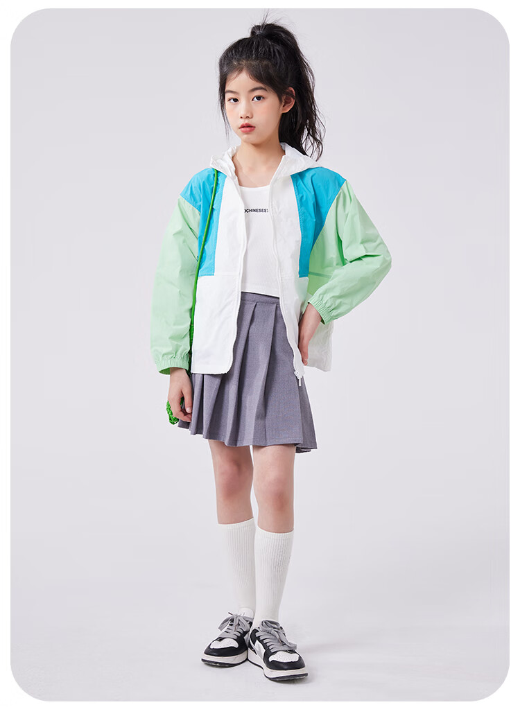 QQ DUCK Children's Clothing Girls' Sun Protection Jacket Kids' Summer Thin Coat Sunshade Youth Clothing Three Colors Off-White; 130 12