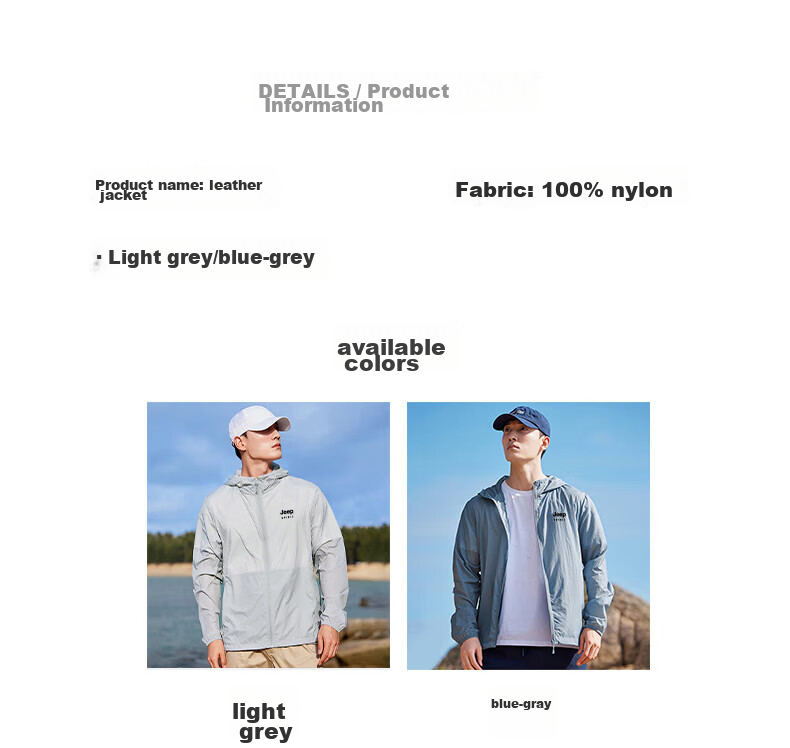 JEEP SPIRIT Sun Protection Jacket for Men, Summer Outerwear, UPF50+, Lightweight Skin Coat, Fishing Wear, Beach Clothing, Men's Jacket, Light Gray, Size L 8