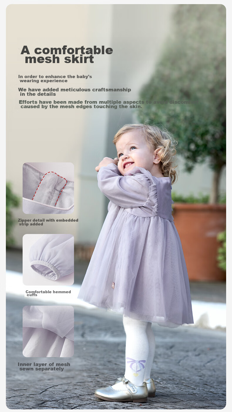 DAVE & BELLA Children's Dress Spring And Autumn Girls' Stylish Tulle Princess Dress Baby Skirt Children's Clothing 5