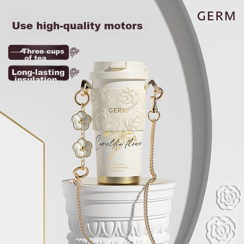 Термокружка Germ Camellia, 500 мл, с трубочкой, для горячих и холодных напитков, снежный пейзаж