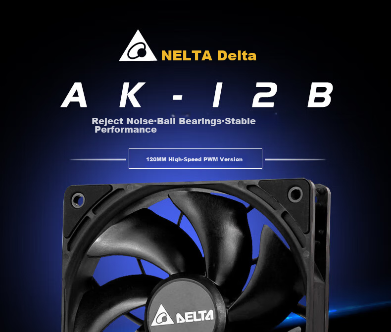 DELTA Cooling Fan AFB1212HJ, 12cm High Air Pressure Industrial-Grade Cooling Fan, Dual Ball Bearing, 6-Year Replacement Only, PWM Intelligent And Manual Control, 4800 RPM 3
