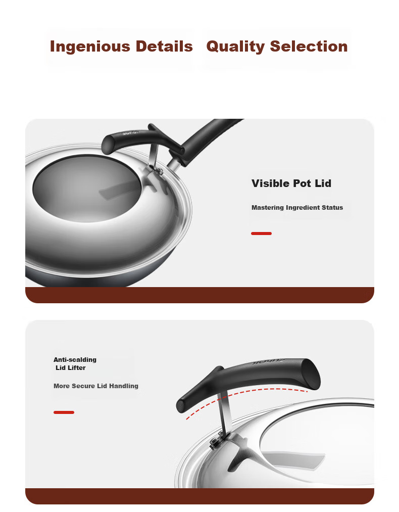 SUPOR Titanium Ceramic Non-Stick Health Pan, Flat Bottom Wok, Frying Pan, 30cm, Compatible with Induction Cookers, Easy to Clean, Low Smoke 8