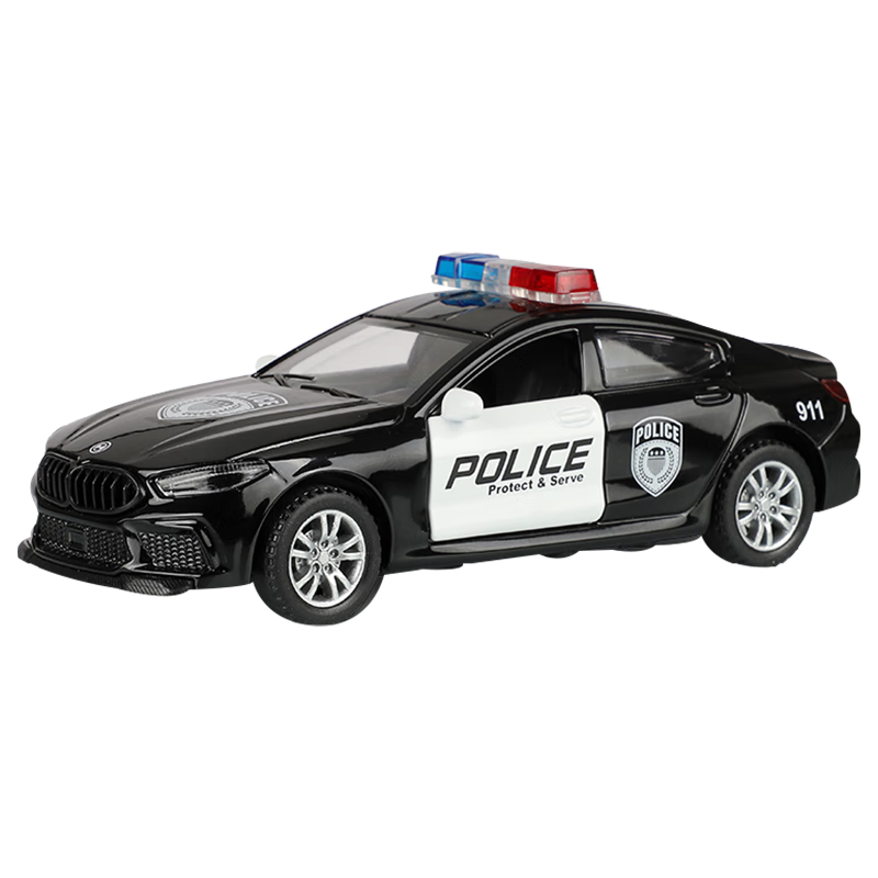 Cawndilla Families Children's Alloy BMW M8 Police Car Toy Car, Boys' Car Model, Realistic Pull-Back Toy, Birthday Gift for Boys And Girls