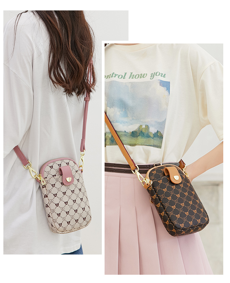 Bear Affection Women's Fashion Versatile Crossbody Bag 6.5-Inch Phone Shoulder Bag Trendy Valentine's Day New Year Gift 16