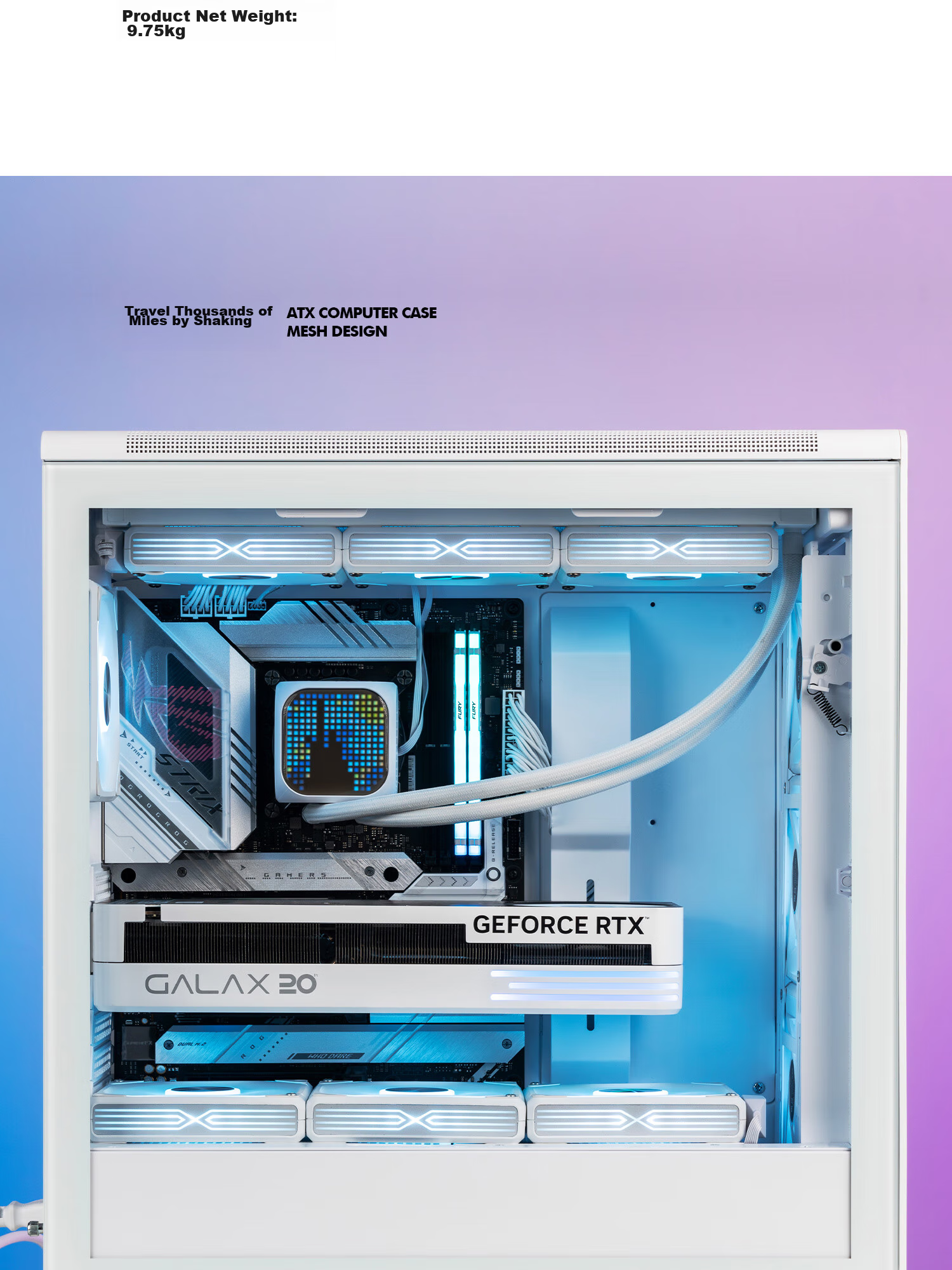 Aigo Fuyao Qianli No.1 White MESH Mesh Desktop Computer Case, Supports 360mm Water Cooling, ATX Motherboard, Airflow Chassis, Six-Sided Mesh Ventilation for Heat Dissipatio 23