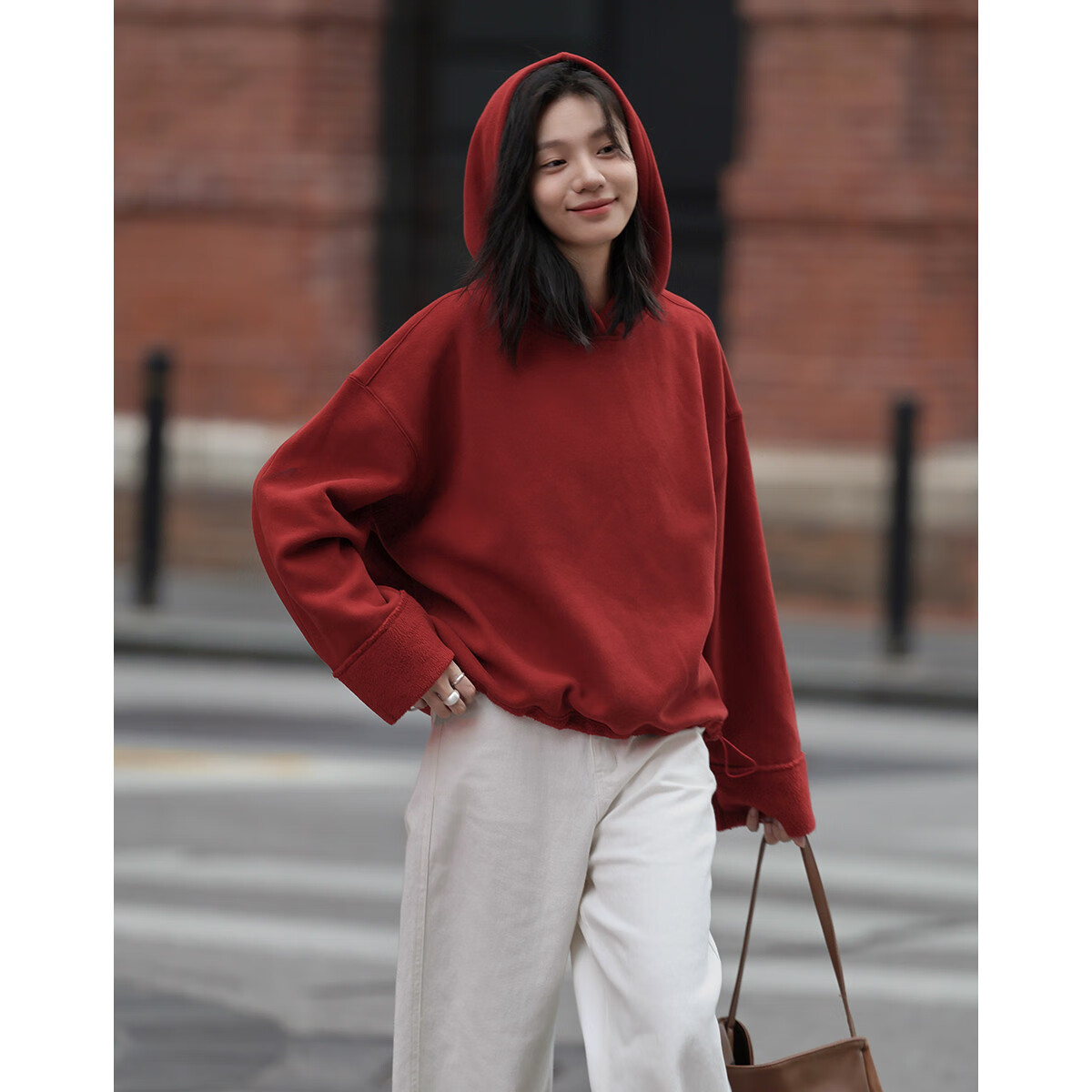 Dme [Retro Sweatshirt] Autumn And Winter Quality Online Hooded Long-Sleeve Fleece-Lined Sweatshirt Women's Jacket