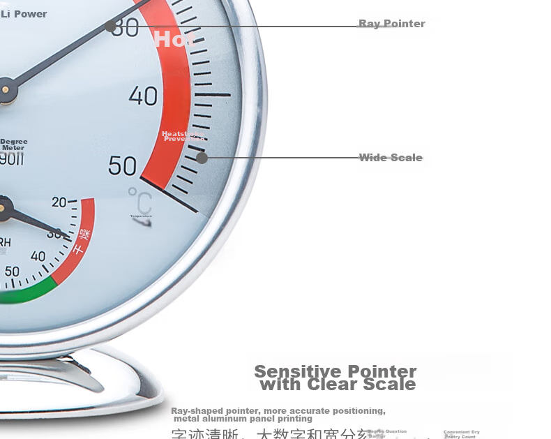 Deli Indoor Temperature And Humidity Meter Baby Elderly Children Gift Birthday Present, Wall-Mounted And Table-Use Dual-Function Home Use Battery-Free Large Dial Office Supplies Blue LE552 10