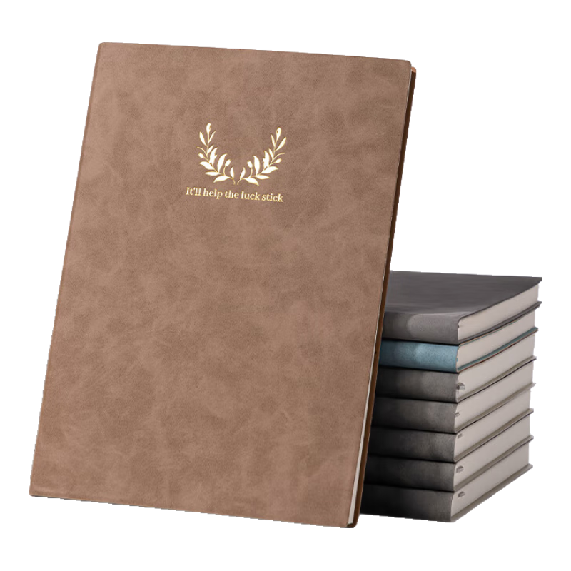 Deli B5 Lambskin Notebook, Leather Cover Journal, Fashionable Printed Series, 120 Sheets BP104 (Light Brown)