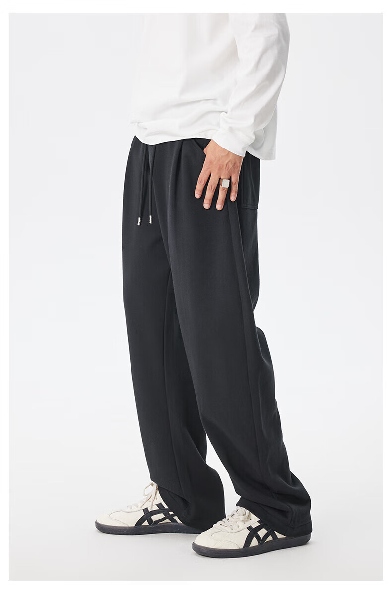 CHINISM Casual Pants, American-Style Curved Knife Pants, Straight-Leg Trendy Fashion Sweatpants, Sports Pants, Loose-Fitting Trousers, Slimming Effect, Draping Long Pants 8