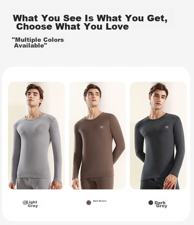 MiiOW Modal Men's Thermal Underwear Set, Autumn Thermal Top And Bottom, Fleece-Lined Thick Warm Undergarments 30