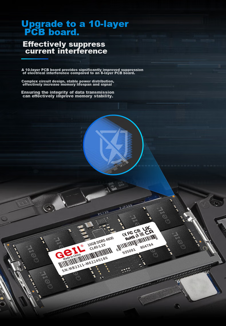 GEIL, Jinbang, 32GB (16GB X 2), DDR5 4800, Laptop Memory Module, Millennium Series 6