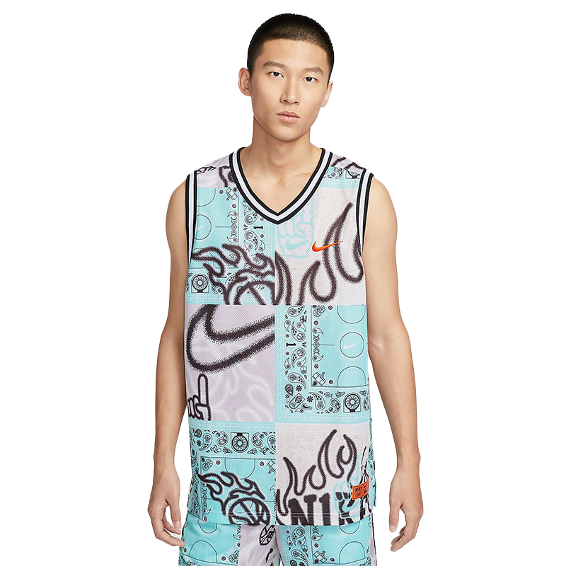 NIKE Men's Sports Tank Top, Basketball Training, Soft And Comfortable, HF6141-418, Pink And Blue, XL