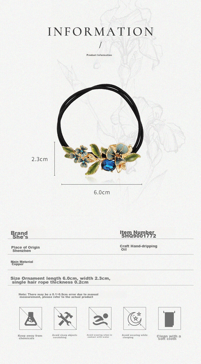 She's Van Gogh Iris Oil-Drip Hair Tie, Gradient Flower Ponytail Holder, Birthday Gift 2