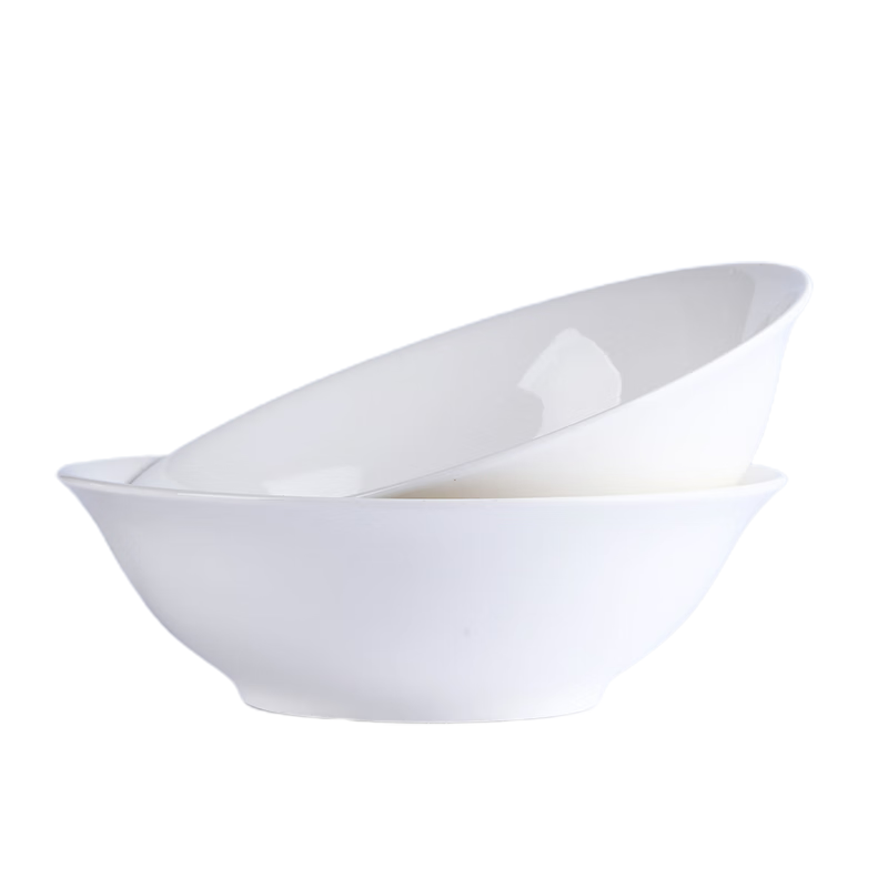 Haoya Jingdezhen Underglaze Ceramic Tableware, Porcelain Bowls, Soup Bowls, Large Bowls, Pure White, 8 Inches, Soup Bowls, Set of 2