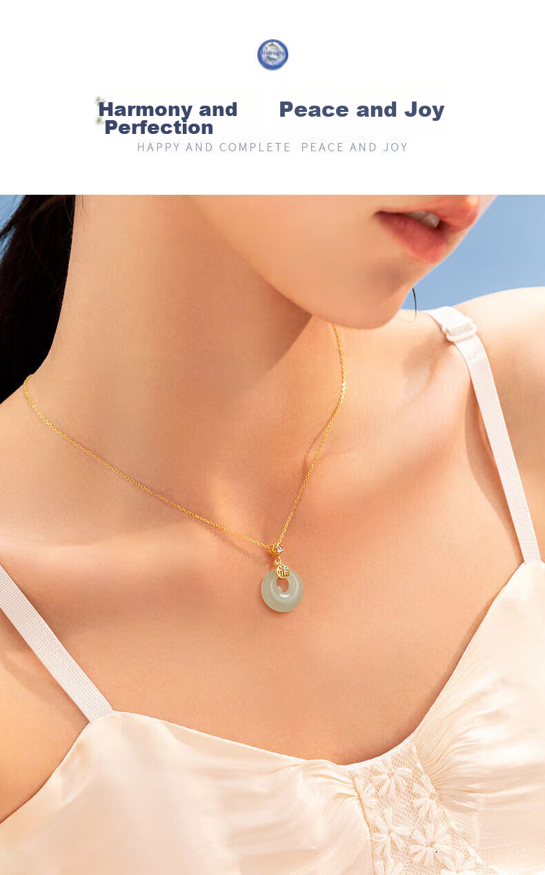 Dijing Peace Buckle Sterling Silver Necklace for Women with Hetian Jade Pendant, Elegant High-End Jade Pendant, Thoughtful Practical Birthday Gift for Wife 10