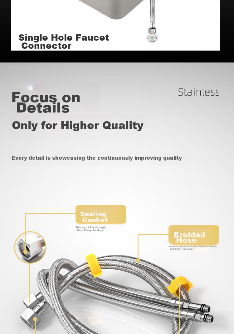 MEJUE Stainless Steel Braided Flexible Hose for Inlet Water Supply to Sink And Bathtub, Hot And Cold Water Hose, 100cm*2 Pieces Z-04421 4