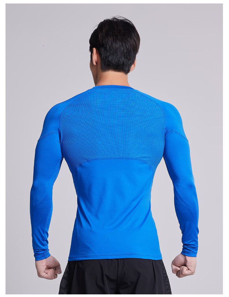 KELME Sports Compression Shirt for Men, Autumn Long-Sleeve Undershirt, Breathable Basketball Football Elastic Fitness Wear, Colorful Blue, XL 15