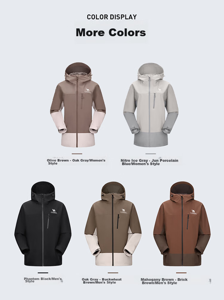 CAMEL [Yano] Triple-Protection Hardshell Jacket for Men And Women, Color-Block Outdoor Windproof Waterproof Mountaineering Coat 8672 13