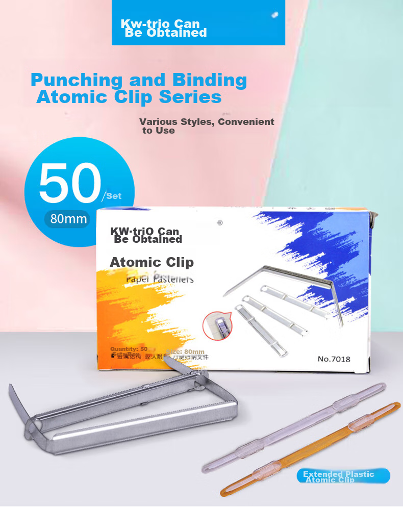 KW-Trio Atomic Clamp, Rust-Proof Binding Clip, Metal Iron Two-Hole Clamp, Document Binding Clip, Hole Distance 80mm, Hole Puncher Accessories 6