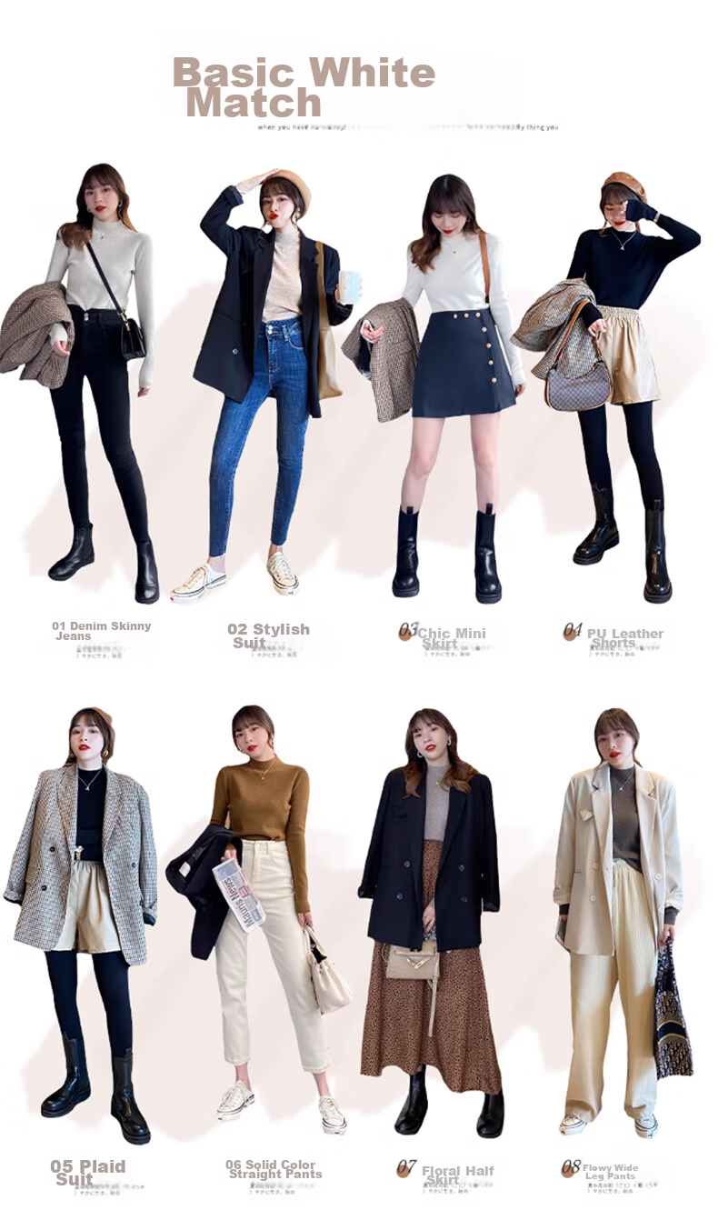 XUEXIMAN Semi-Turtleneck Base Layer for Women, Autumn And Winter Solid Color High-End Base Shirt, Versatile Slimming Knitted Sweater Suitable for Outer Wear 4