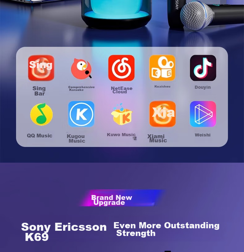 Soaiy K69 Microphone, Karaoke Microphone, All-In Wireless Bluetooth Speaker, Singing Special Device, Home KTV Sound System Set, Children's Microphone 25