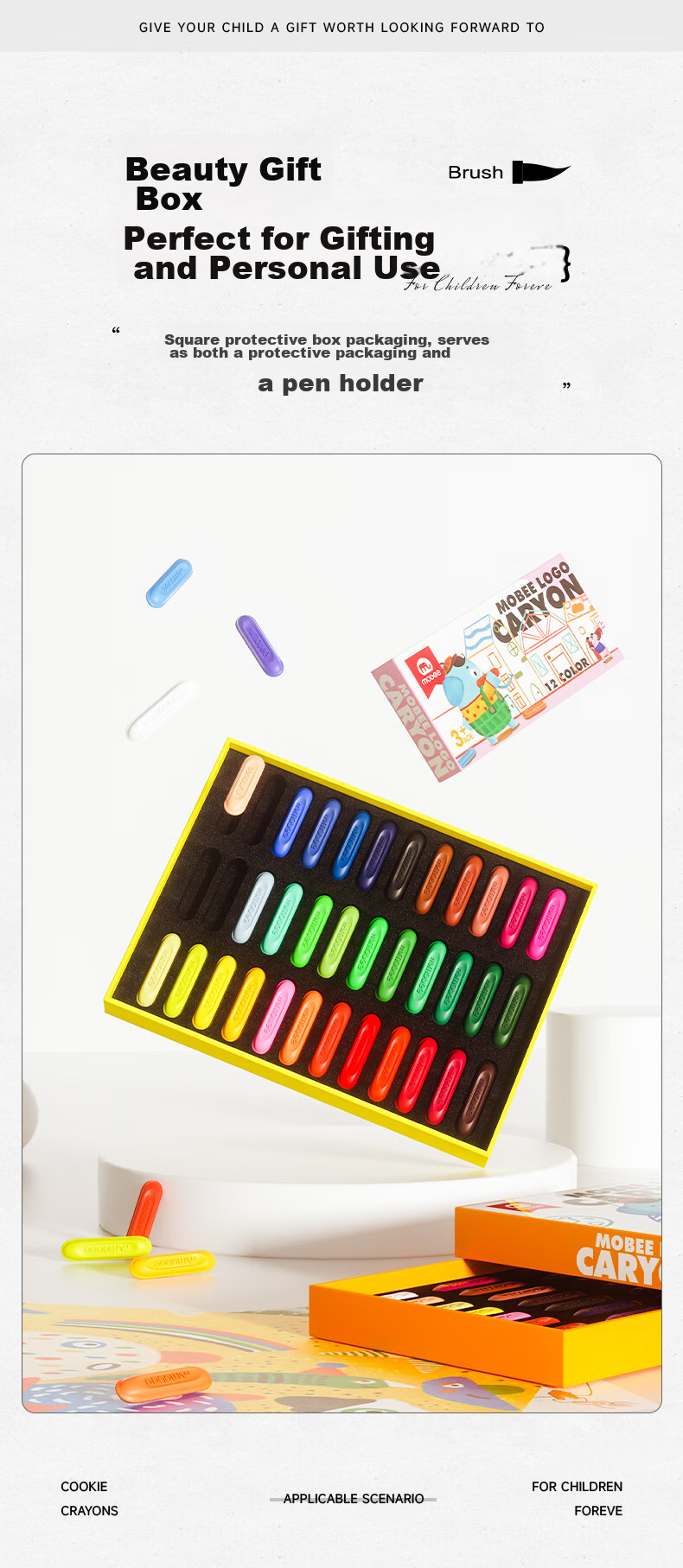 Mobee Triangular Crayons for Children's Drawing And Oil Painting, Art Supplies, 24 Colors MOA-0015, Travel Gift for National Day Outings, Educational Tool 10