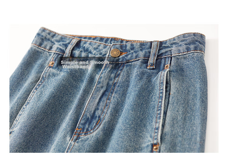 Sentubila Pure Cotton Straight-Leg Jeans for Women, Spring And Autumn Long Pants, Loose-Fitting Slimming Vintage Versatile Women's Trousers, Denim Blue S 22