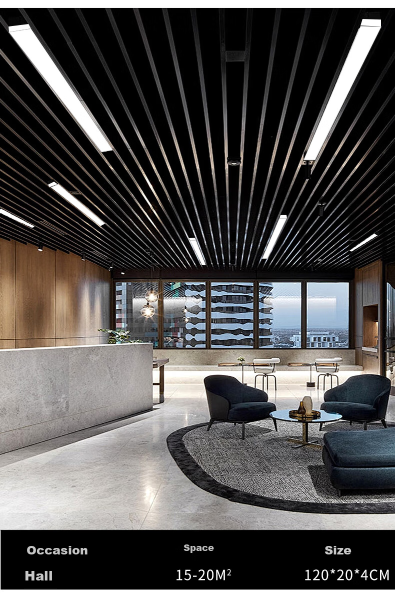 Dengling Office Pendant Light, LED Strip Light, Suspended And Ceiling-Mounted Dual-Use, Ultra-Bright Energy-Saving, for Office Buildings, Supermarkets, Shopping Malls, Industrial Projects, Specialized Flat Panel Light, White Frame Right Angle, 120x10cm 40W Cool White 6