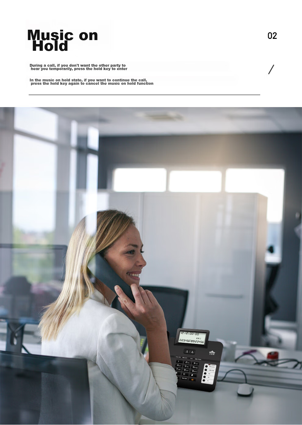 Yijiatong Office Telephone T66, Home Landline Phone, Stylish Business Office Caller ID, for Office/home/business Use, Black Dual Interface 9