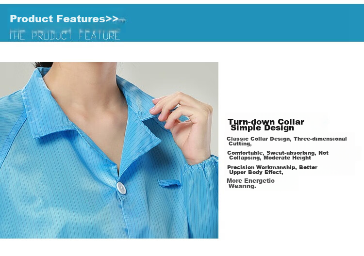 Andatong Static-Proof Suit, Antistatic Clothing, Dust-Free Garment, Dust-Proof Workwear, Coat, Overcoat, Factory Uniform, Clean Room Workwear, Blue XL 7